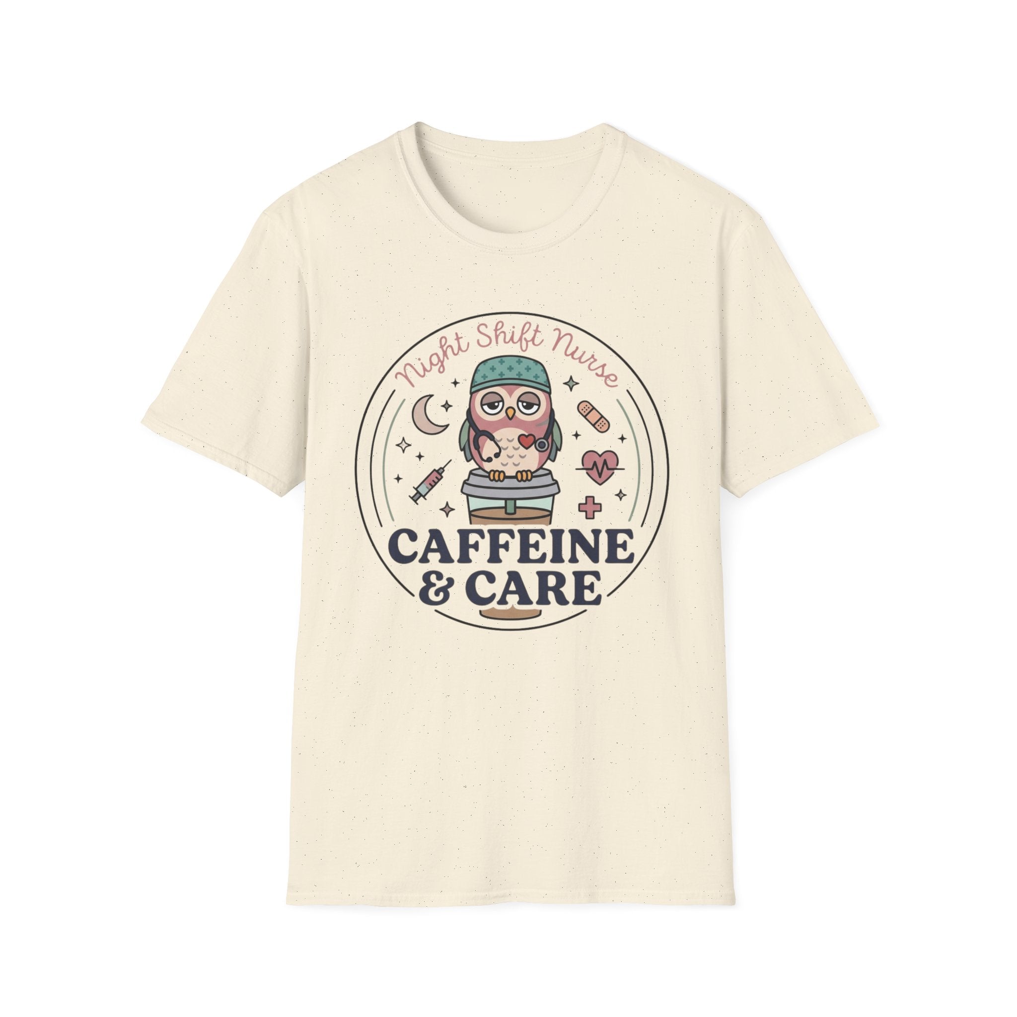 Caffeine & Care Owl Night Nurse T-shirt