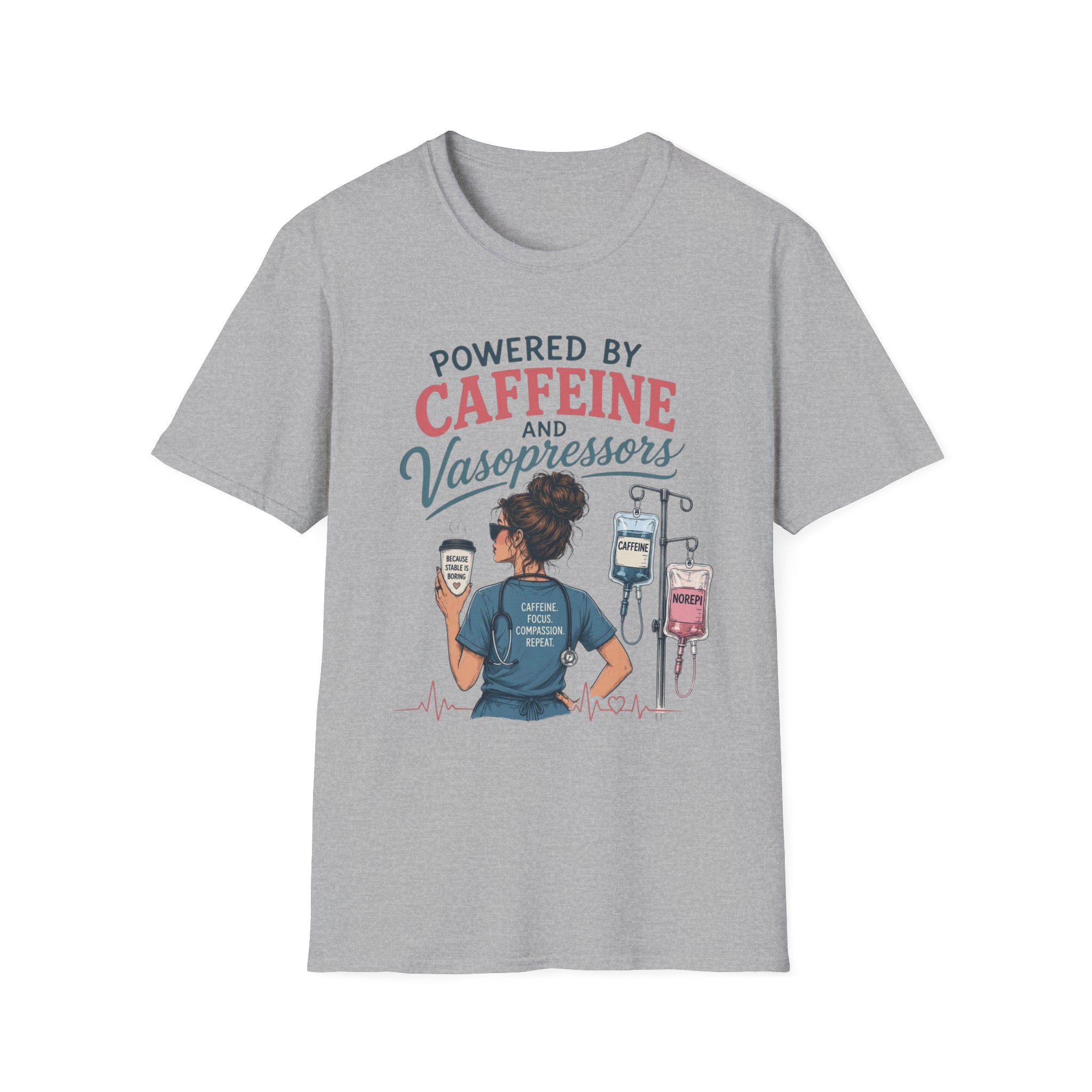 Powered by Caffeine and Vasopressors T-shirt