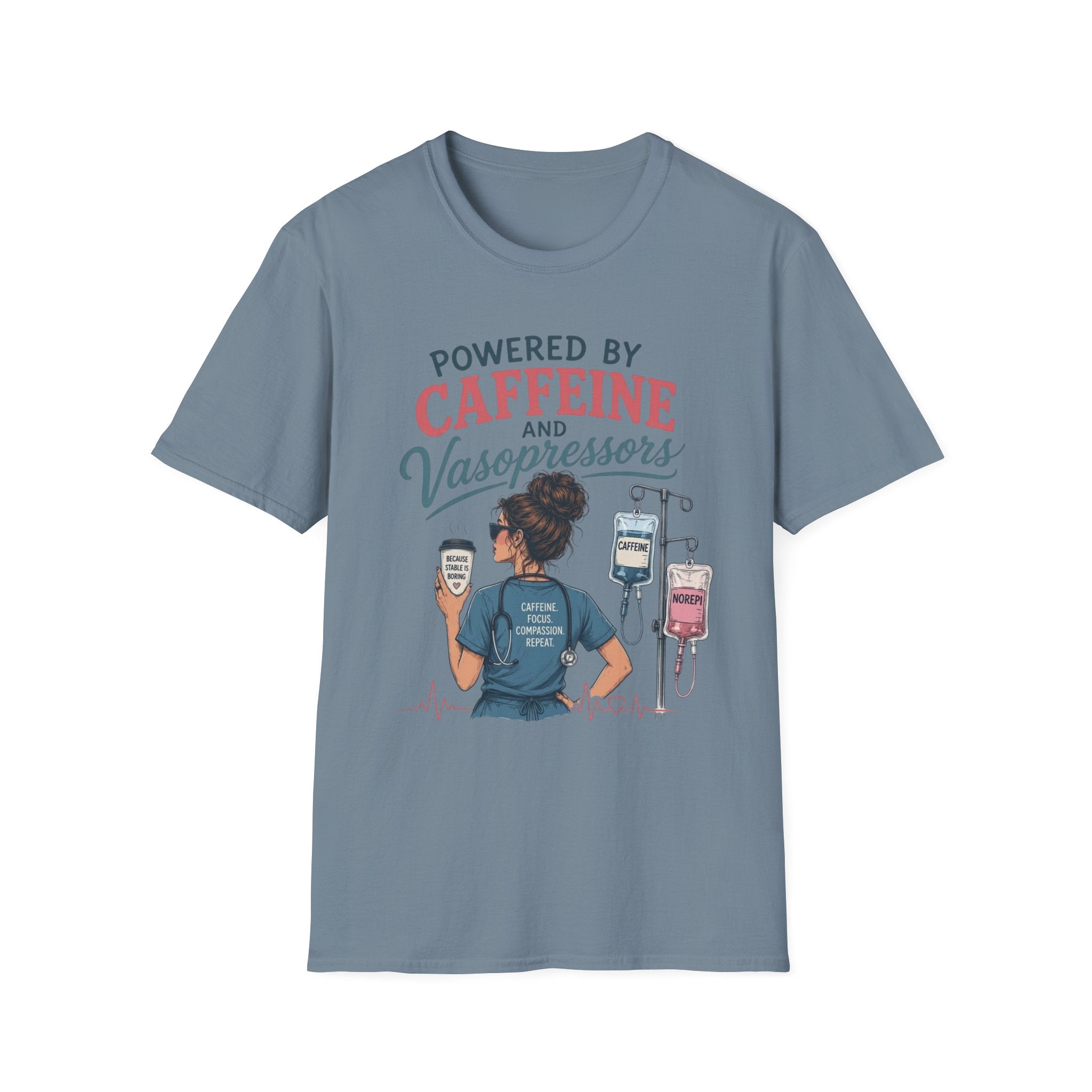 Powered by Caffeine and Vasopressors T-shirt