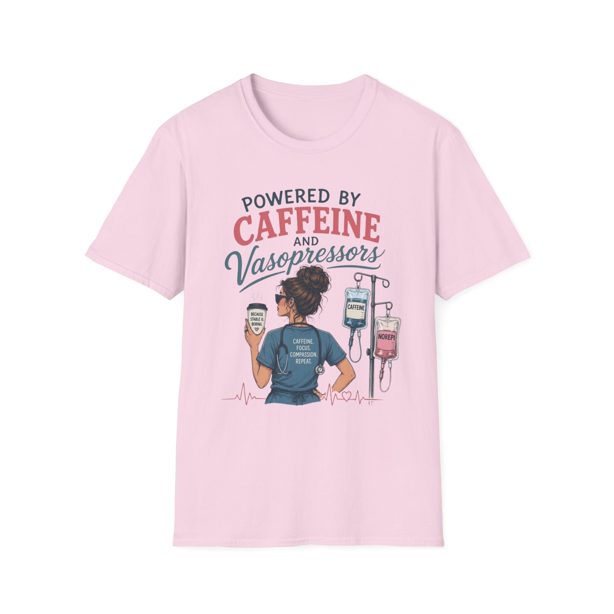 Powered by Caffeine and Vasopressors T-shirt