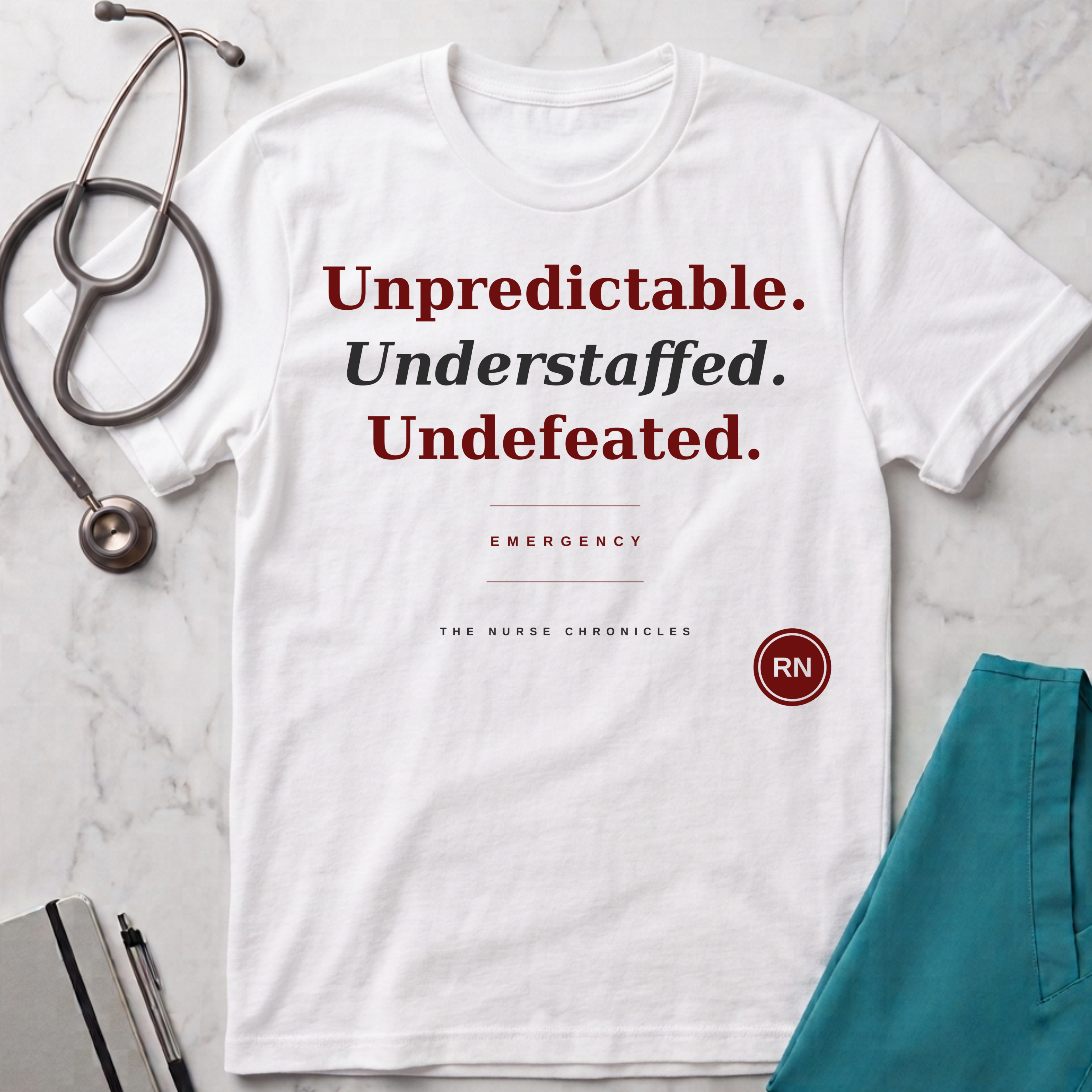 Unpredictable Understaffed Undefeated ER Nurse  T-shirt