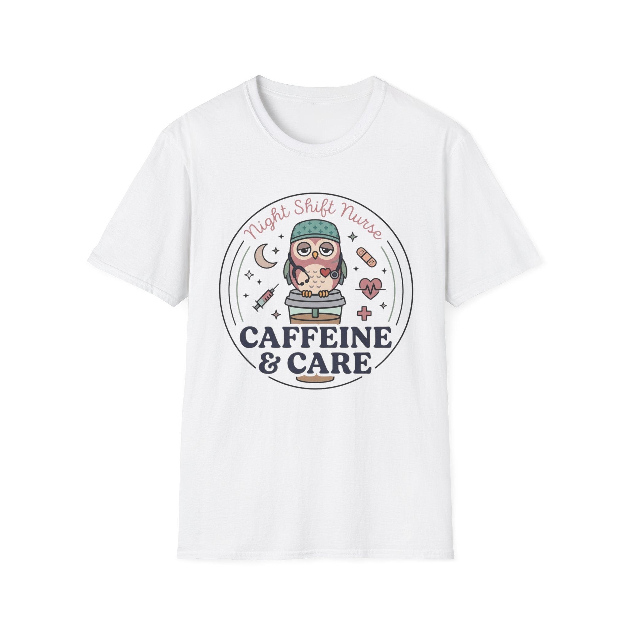 Caffeine & Care Owl Night Nurse T-shirt