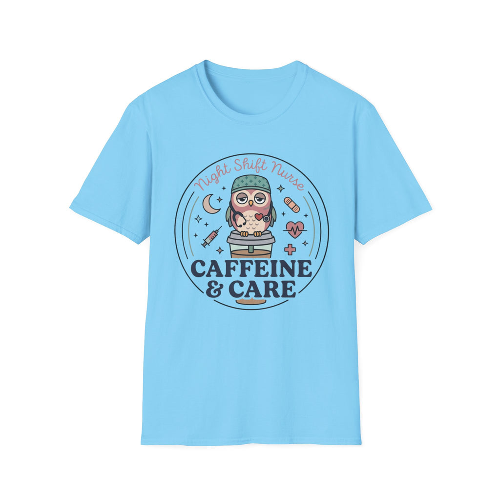 Caffeine & Care Owl Night Nurse T-shirt