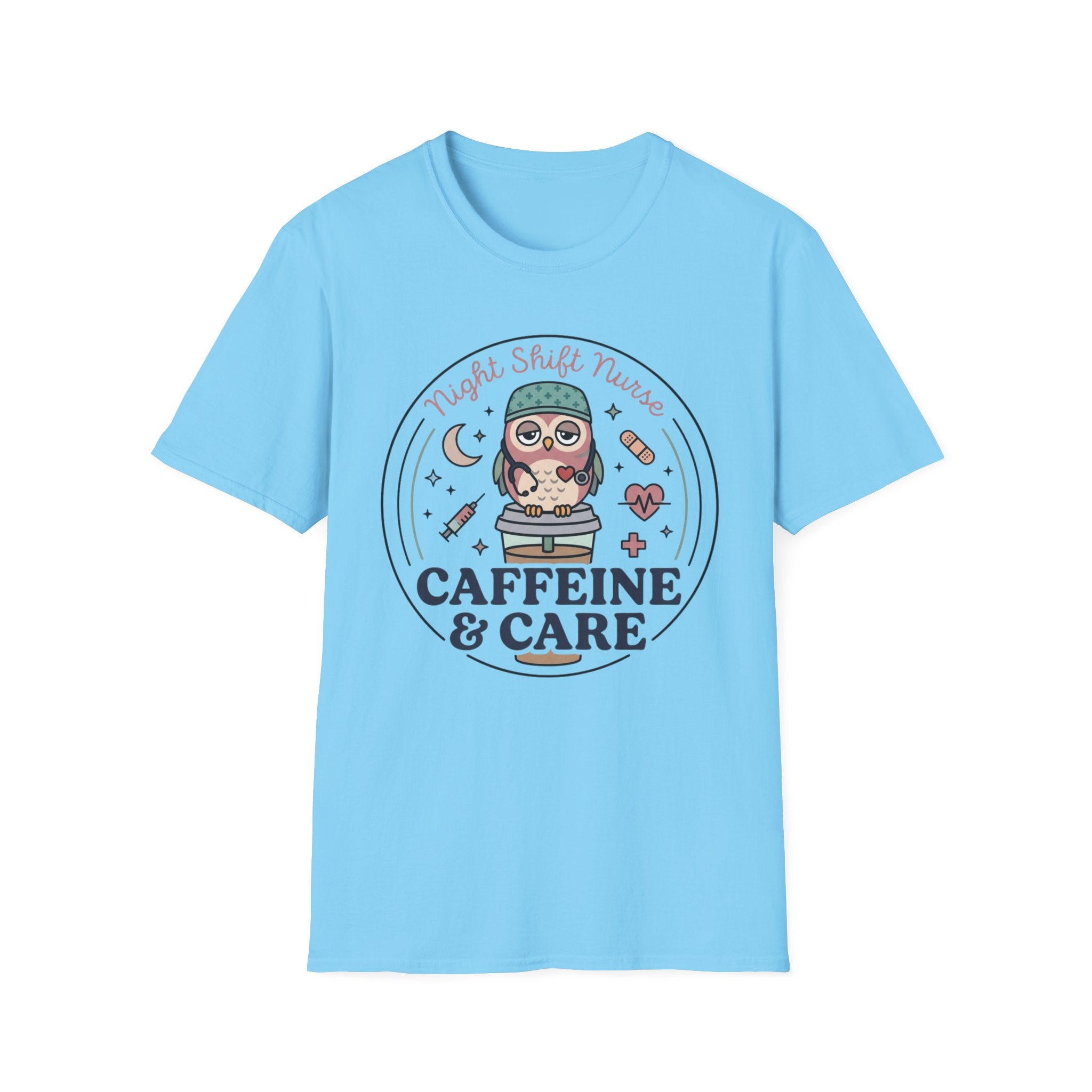 Caffeine & Care Owl Night Nurse T-shirt