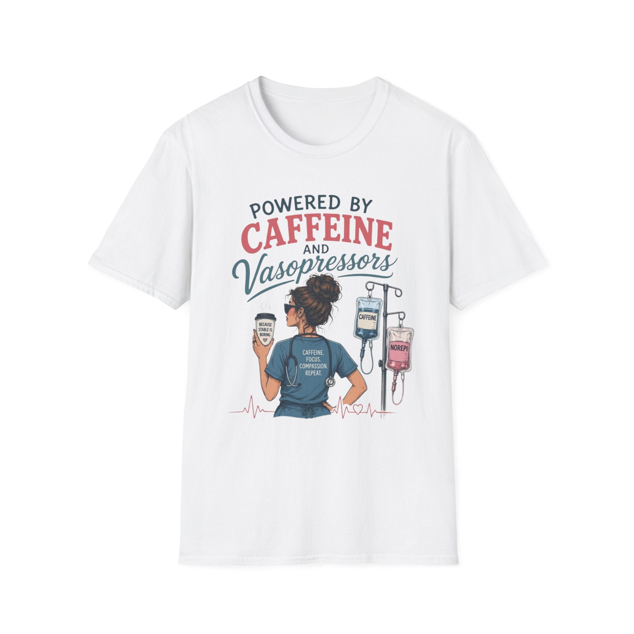 Powered by Caffeine and Vasopressors T-shirt