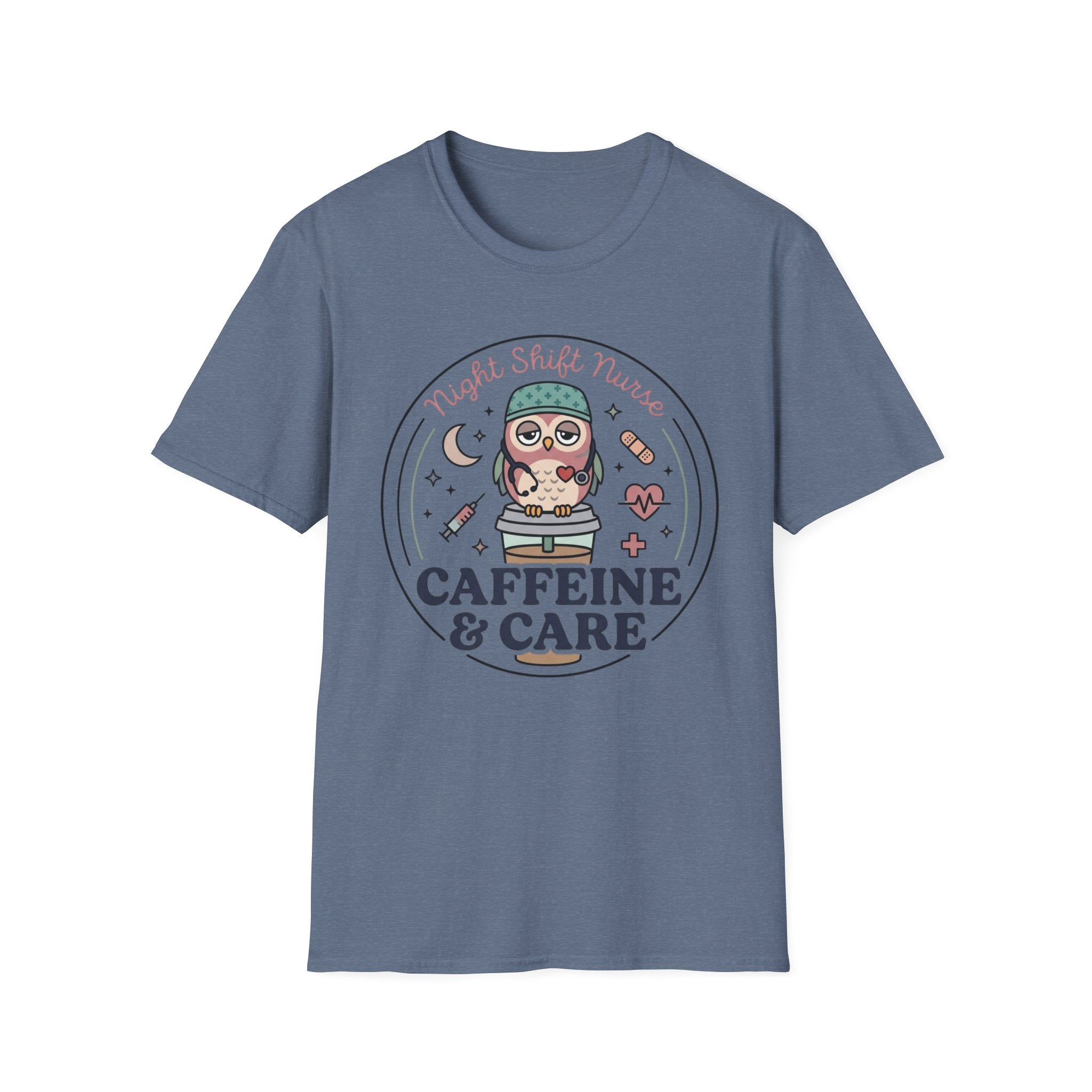 Caffeine & Care Owl Night Nurse T-shirt